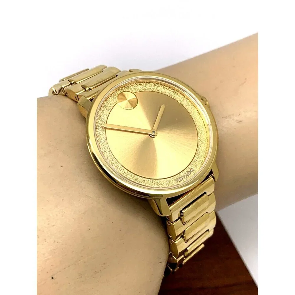 Movado Women's Watch 3600502 Bold Sugar Dial Swiss Quartz 34mm Gold Steel